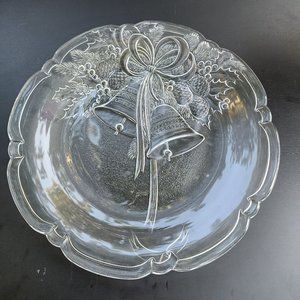 Vintage Mikasa Crystal‎ Holiday Bells Hostess Platter 14in Serving Tray Japan